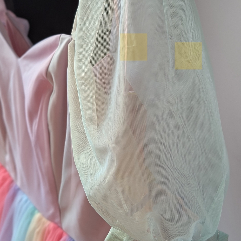 Fairy Collectif Skylar Pastel Rainbow Puff Sleeve Babydoll Swing Dress Small - Picture 6 of 14
